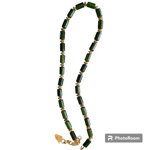 Givenchy Faux Jade Tubular Vintage Belt or Necklace 32" - Picture 2 of 6